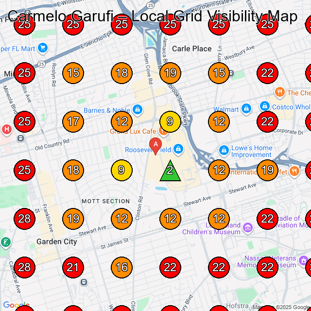 Carmelo Garufi GeoGrid visibility map for Personal Injury Attorney in Garden City